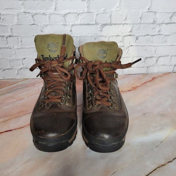 Timberland Hiking Boots Classic Leather Euro Hiker Ankle 95310 Womens 6 Brown - Picture 2 of 8